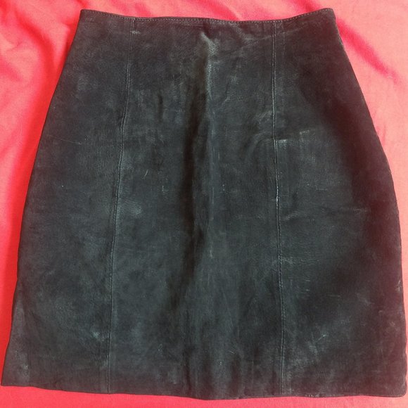 Wilsons Vintage 1990's Navy suede mini skirt - Picture 1 of 2